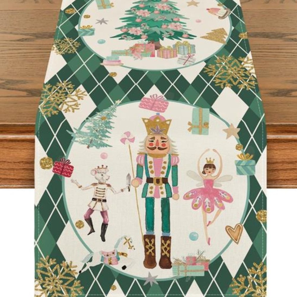 Nutcracker Table Runner Christmas Decor Xmas Holiday Decoration Decorative Cloth